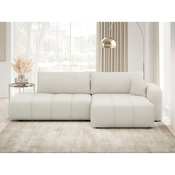 MIRJAN24 Ecksofa Fetrinu O, mit Schlaffunktion und Bettkasten, 262x145x82 cm, Kissen mit Reißverschluss