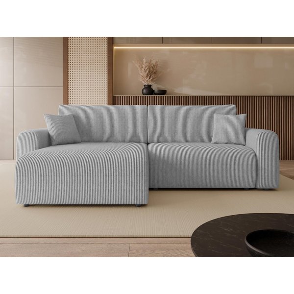 MIRJAN24 Ecksofa Floryn L Cord, mit Schlaffunktion und Bettkasten, mit zwei Dekokissen, 245x145x82 cm