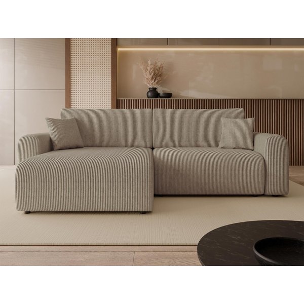 MIRJAN24 Ecksofa Floryn L Cord, mit Schlaffunktion und Bettkasten, mit zwei Dekokissen, 245x145x82 cm