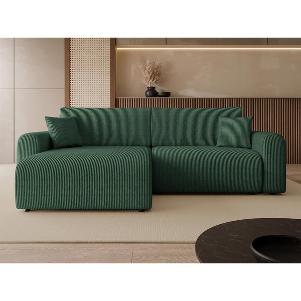 MIRJAN24 Ecksofa Floryn L Cord, mit Schlaffunktion und Bettkasten, mit zwei Dekokissen, 245x145x82 cm