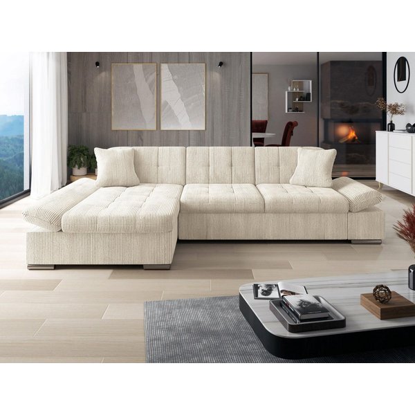 MIRJAN24 Ecksofa Malwi Cord, mit Schlaffunktion und Bettkasten, mit Regulierbare Armlehnen, L-Form