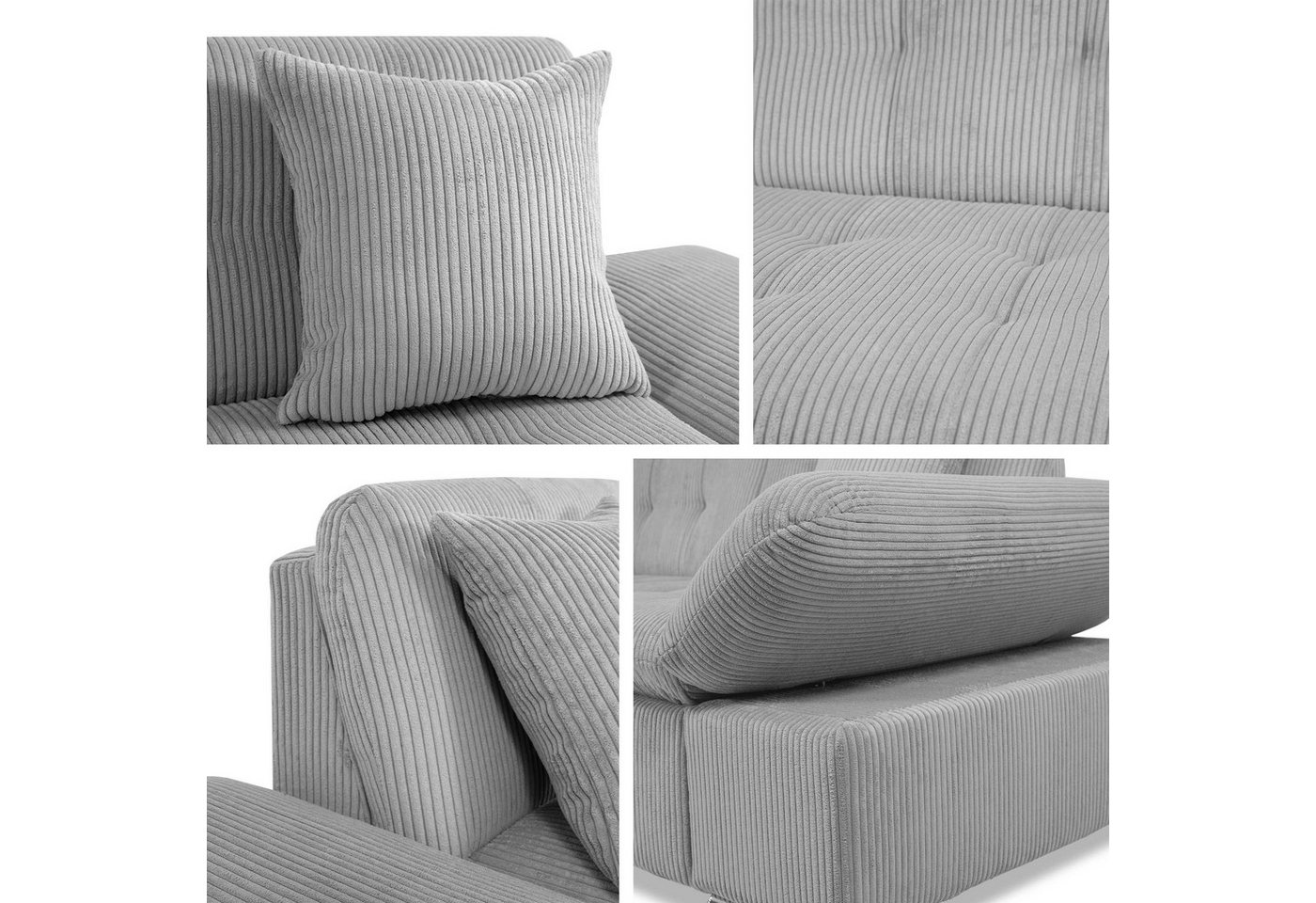 MIRJAN24 Ecksofa Malwi Cord, mit Schlaffunktion und Bettkasten, mit Regulierbare Armlehnen, L-Form – Bild 4 von 5