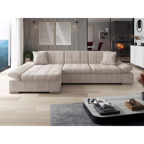 MIRJAN24 Ecksofa Montana Cord, mit Regulierbare Armlehnen, L-Form, 278x161x76 cm