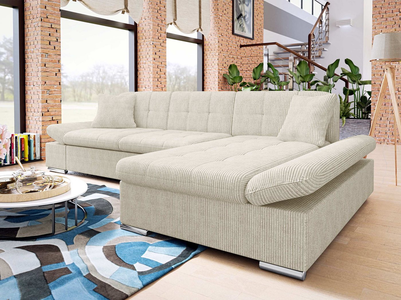 MIRJAN24 Ecksofa Montana Cord, mit Regulierbare Armlehnen, L-Form, 278x161x76 cm – Bild 3 von 5