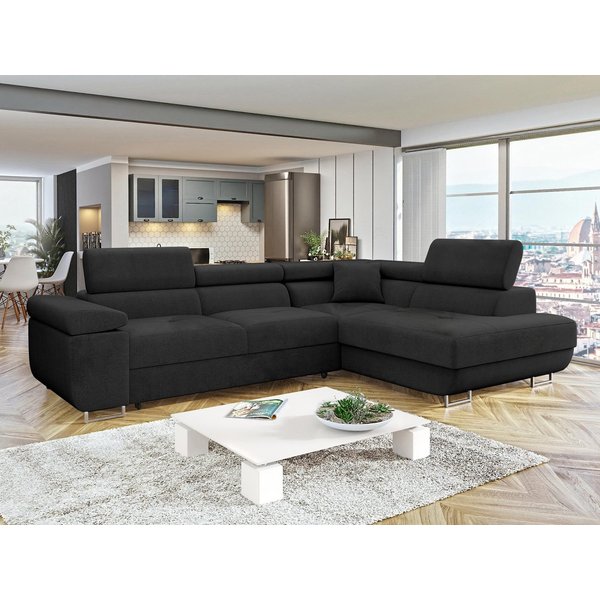 MIRJAN24 Ecksofa Torezio, mit Bettkasten und Schlaffunktion, Einstellbare Kopfstützen, 274x203x70-90 cm