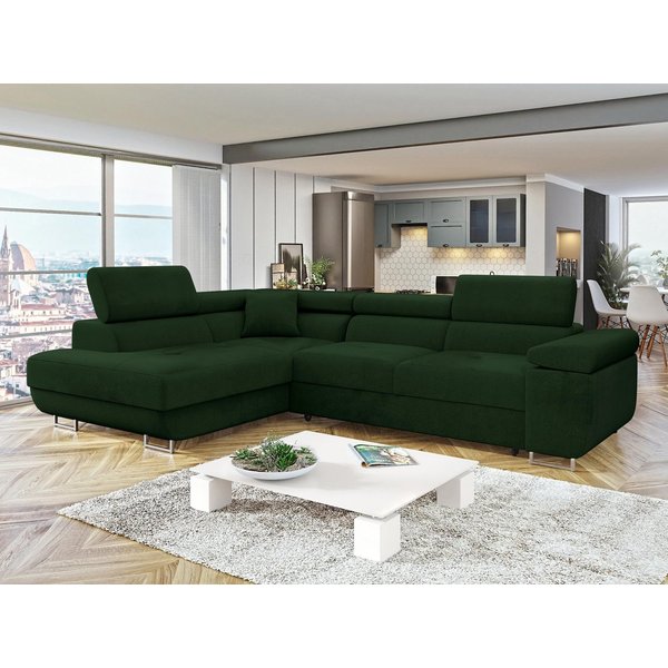 MIRJAN24 Ecksofa Torezio, mit Bettkasten und Schlaffunktion, Einstellbare Kopfstützen, 274x203x70-90 cm