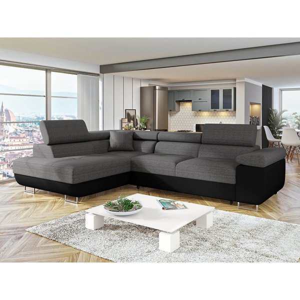 MIRJAN24 Ecksofa Torezio, mit Bettkasten und Schlaffunktion, Einstellbare Kopfstützen, 274x203x70-90 cm
