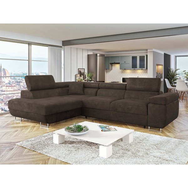 MIRJAN24 Ecksofa Torezio, mit Bettkasten und Schlaffunktion, Einstellbare Kopfstützen, 274x203x70-90 cm