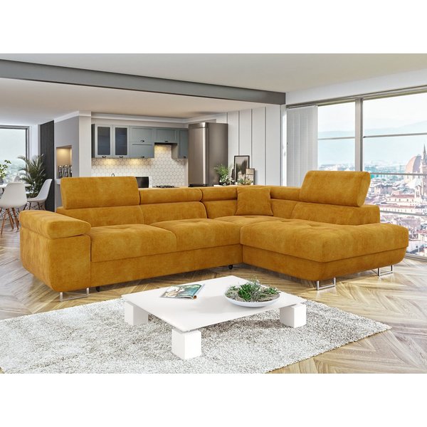MIRJAN24 Ecksofa Torezio, mit Bettkasten und Schlaffunktion, Einstellbare Kopfstützen, 274x203x70-90 cm