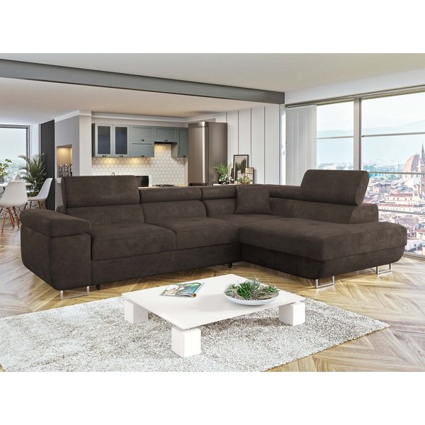 MIRJAN24 Ecksofa Torezio, mit Bettkasten und Schlaffunktion, Einstellbare Kopfstützen, 274x203x70-90 cm