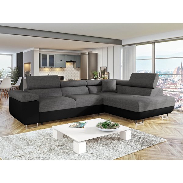 MIRJAN24 Ecksofa Torezio, mit Bettkasten und Schlaffunktion, Einstellbare Kopfstützen, 274x203x70-90 cm