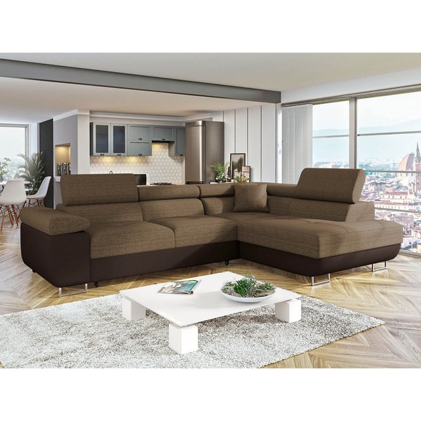 MIRJAN24 Ecksofa Torezio, mit Bettkasten und Schlaffunktion, Einstellbare Kopfstützen, 274x203x70-90 cm