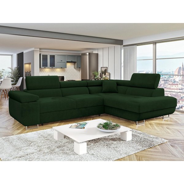 MIRJAN24 Ecksofa Torezio, mit Bettkasten und Schlaffunktion, Einstellbare Kopfstützen, 274x203x70-90 cm