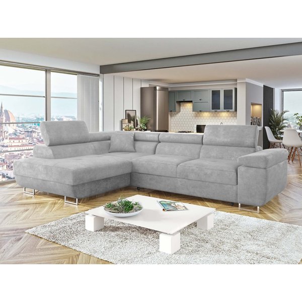 MIRJAN24 Ecksofa Torezio, mit Bettkasten und Schlaffunktion, Einstellbare Kopfstützen, 274x203x70-90 cm