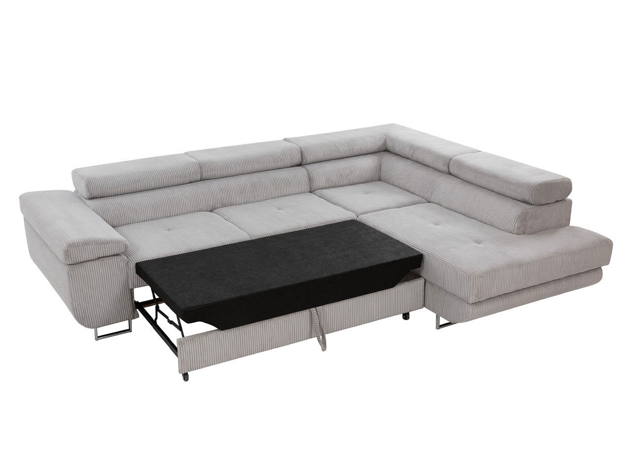 MIRJAN24 Ecksofa Torezio Cord, mit Bettkasten und Schlaffunktion, Einstellbare Kopfstützen, 274x203x70-90 cm – Bild 5 von 5