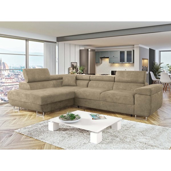MIRJAN24 Ecksofa Torezio, mit Bettkasten und Schlaffunktion, Einstellbare Kopfstützen, 274x203x70-90 cm