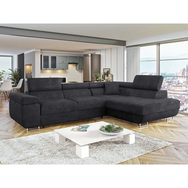 MIRJAN24 Ecksofa Torezio, mit Bettkasten und Schlaffunktion, Einstellbare Kopfstützen, 274x203x70-90 cm