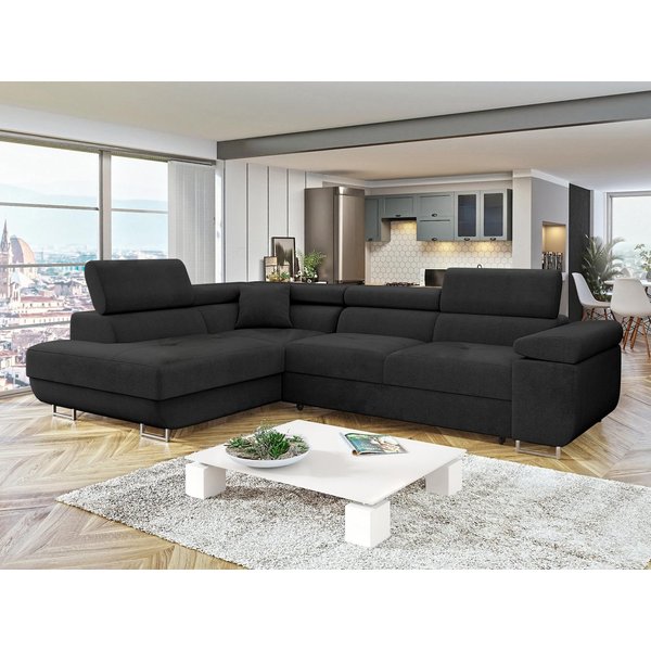 MIRJAN24 Ecksofa Torezio, mit Bettkasten und Schlaffunktion, Einstellbare Kopfstützen, 274x203x70-90 cm