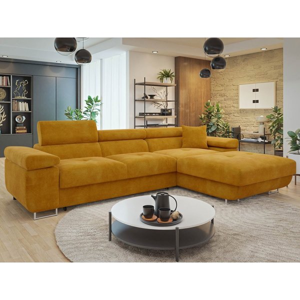 MIRJAN24 Ecksofa Torezio Mini, mit Bettkasten und Schlaffunktion, Einstellbare Kopfstützen, 280x170x70-90 cm