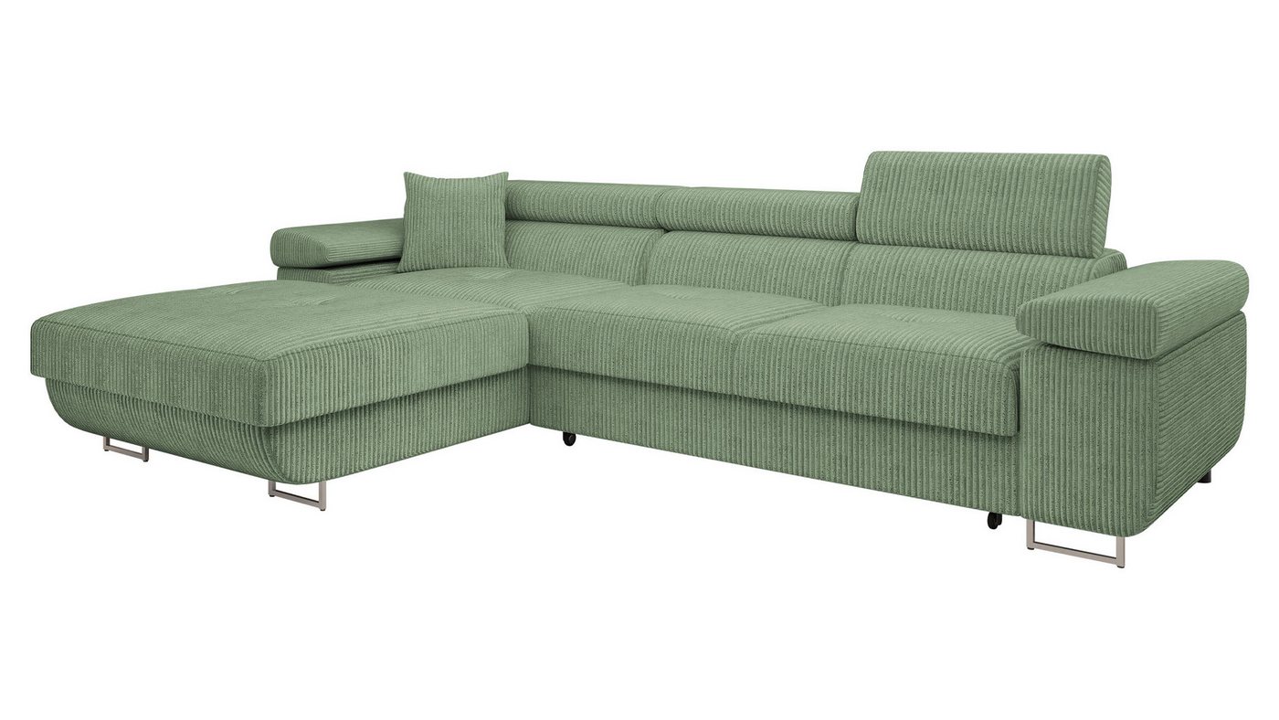 MIRJAN24 Ecksofa Torezio Mini Cord, mit Bettkasten und Schlaffunktion, Einstellbare Kopfstützen, 280x170x70-90 cm – Bild 2 von 5