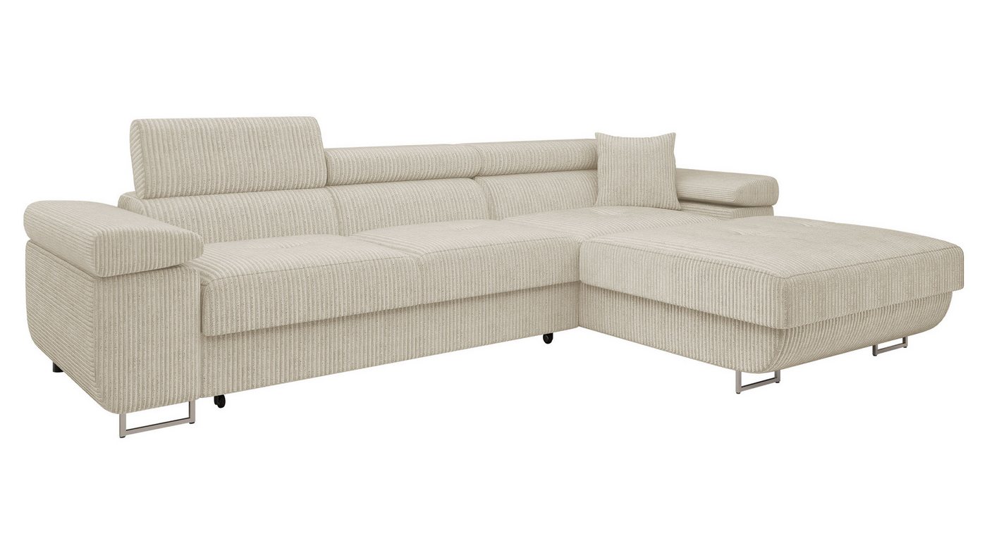 MIRJAN24 Ecksofa Torezio Mini Cord, mit Bettkasten und Schlaffunktion, Einstellbare Kopfstützen, 280x170x70-90 cm – Bild 2 von 5