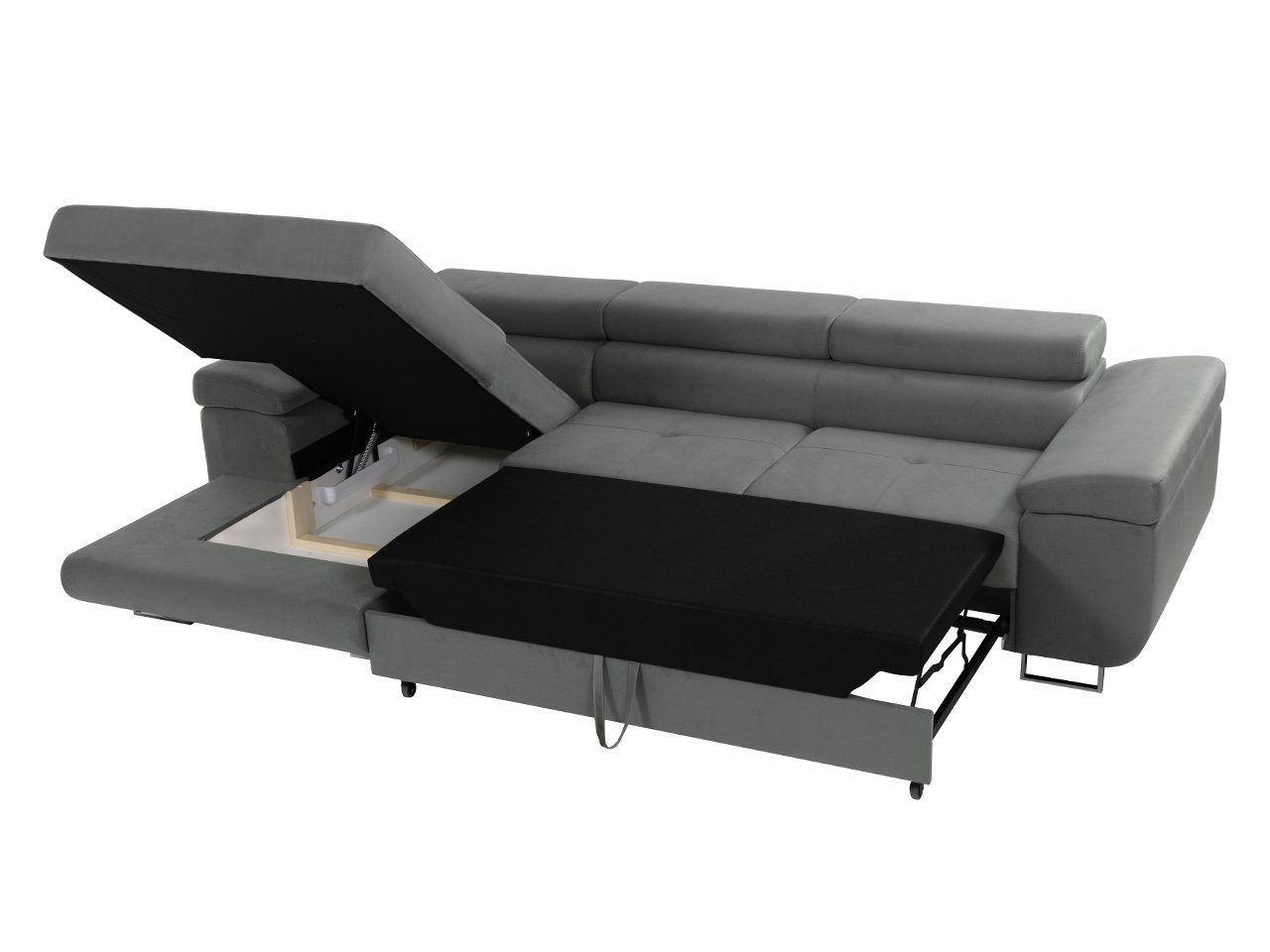 MIRJAN24 Ecksofa Torezio Mini Cord, mit Bettkasten und Schlaffunktion, Einstellbare Kopfstützen, 280x170x70-90 cm – Bild 4 von 5
