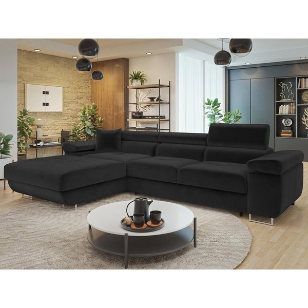 MIRJAN24 Ecksofa Torezio Mini, mit Bettkasten und Schlaffunktion, Einstellbare Kopfstützen, 280x170x70-90 cm