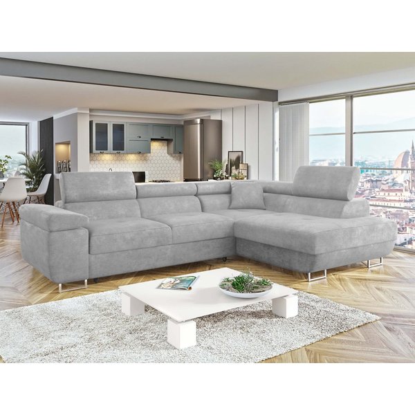MIRJAN24 Ecksofa Torezio, mit Bettkasten und Schlaffunktion, Einstellbare Kopfstützen, 274x203x70-90 cm