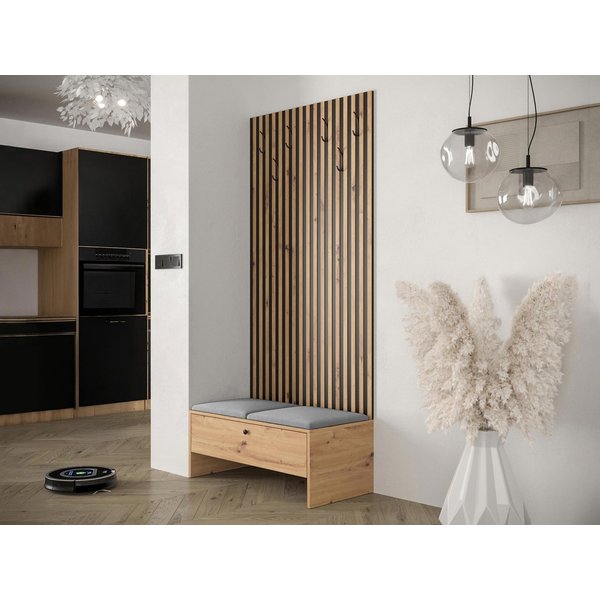 MIRJAN24 Garderoben-Set Balma IV, (Komplett-Set, Unterschrank mit Lamellen, 2x Gepolstertes Paneel 42x42), Griffe aus Metall