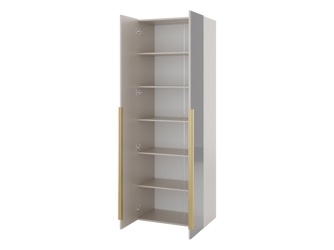 MIRJAN24 Garderoben-Set Kerkin II, (2er-Set, Kleiderschrank, Kommode), Frontspiegel, Metallgriffe in der Farbe Gold – Bild 3 von 5