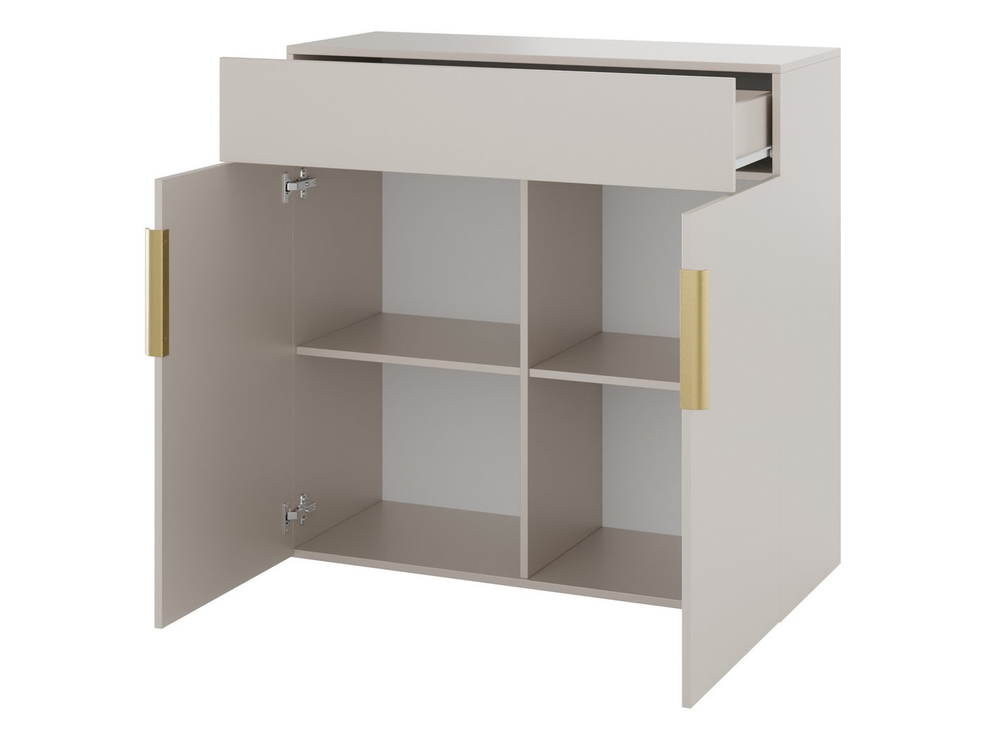MIRJAN24 Garderoben-Set Kerkin II, (2er-Set, Kleiderschrank, Kommode), Frontspiegel, Metallgriffe in der Farbe Gold – Bild 4 von 5