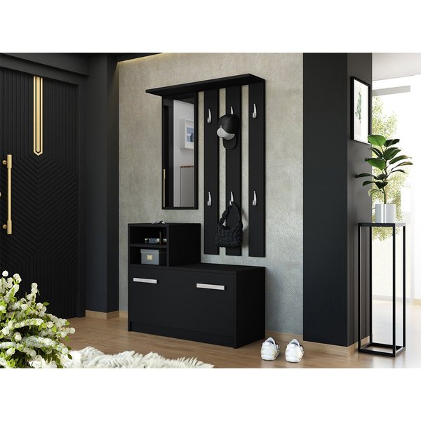 MIRJAN24 Garderoben-Set Kolom, mit 6 Kleiderhaken, Spiegel, Schuhschrank, Wandgarderobe
