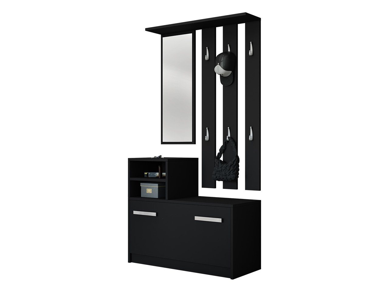 MIRJAN24 Garderoben-Set Kolom, mit 6 Kleiderhaken, Spiegel, Schuhschrank, Wandgarderobe – Bild 2 von 5