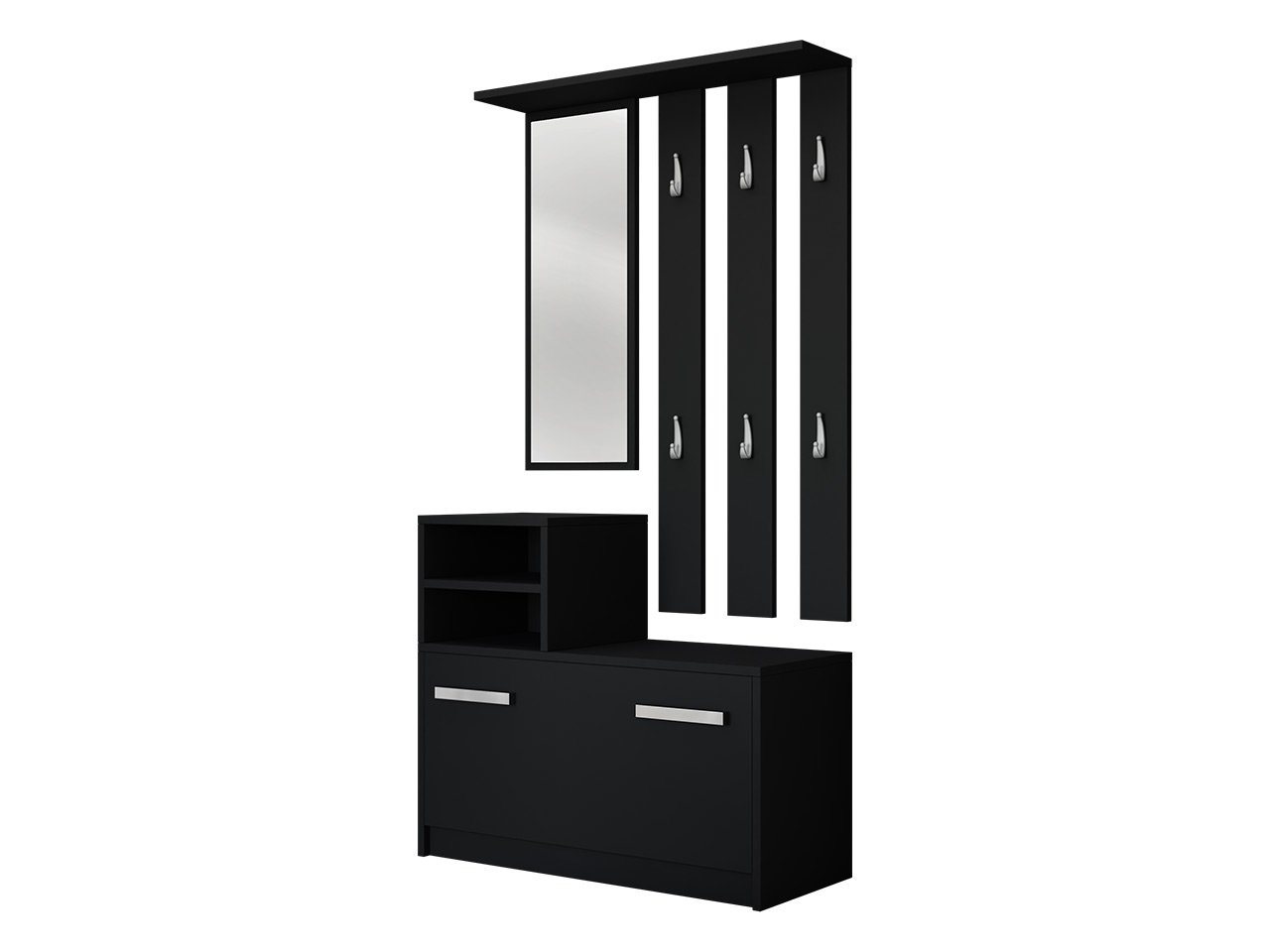 MIRJAN24 Garderoben-Set Kolom, mit 6 Kleiderhaken, Spiegel, Schuhschrank, Wandgarderobe – Bild 3 von 5