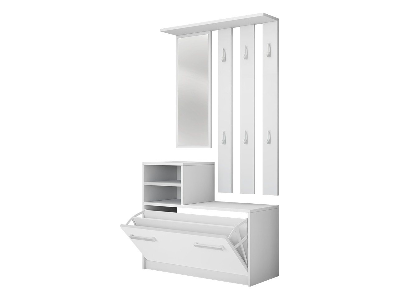 MIRJAN24 Garderoben-Set Kolom, mit 6 Kleiderhaken, Spiegel, Schuhschrank, Wandgarderobe – Bild 4 von 5