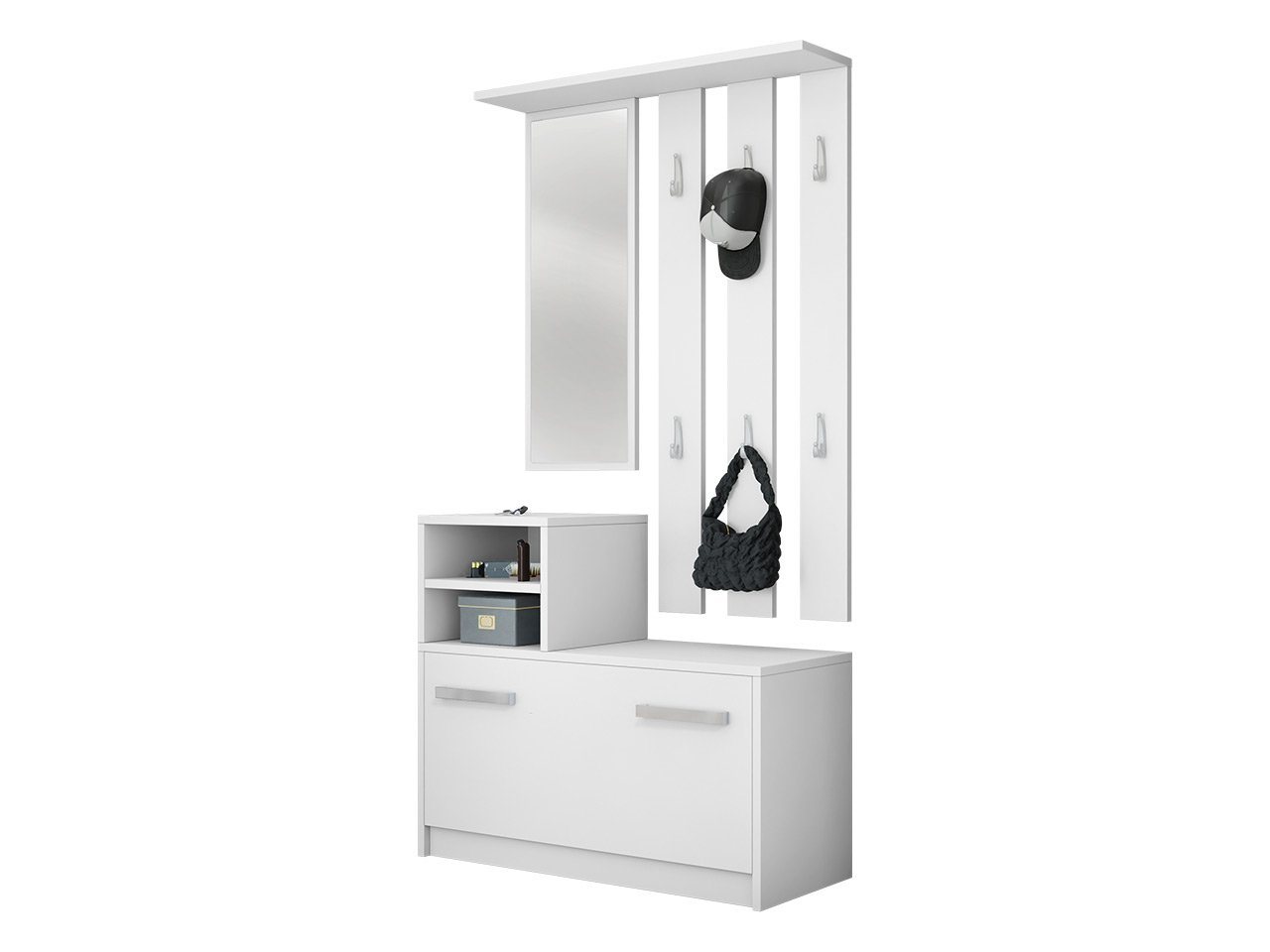 MIRJAN24 Garderoben-Set Kolom, mit 6 Kleiderhaken, Spiegel, Schuhschrank, Wandgarderobe – Bild 2 von 5