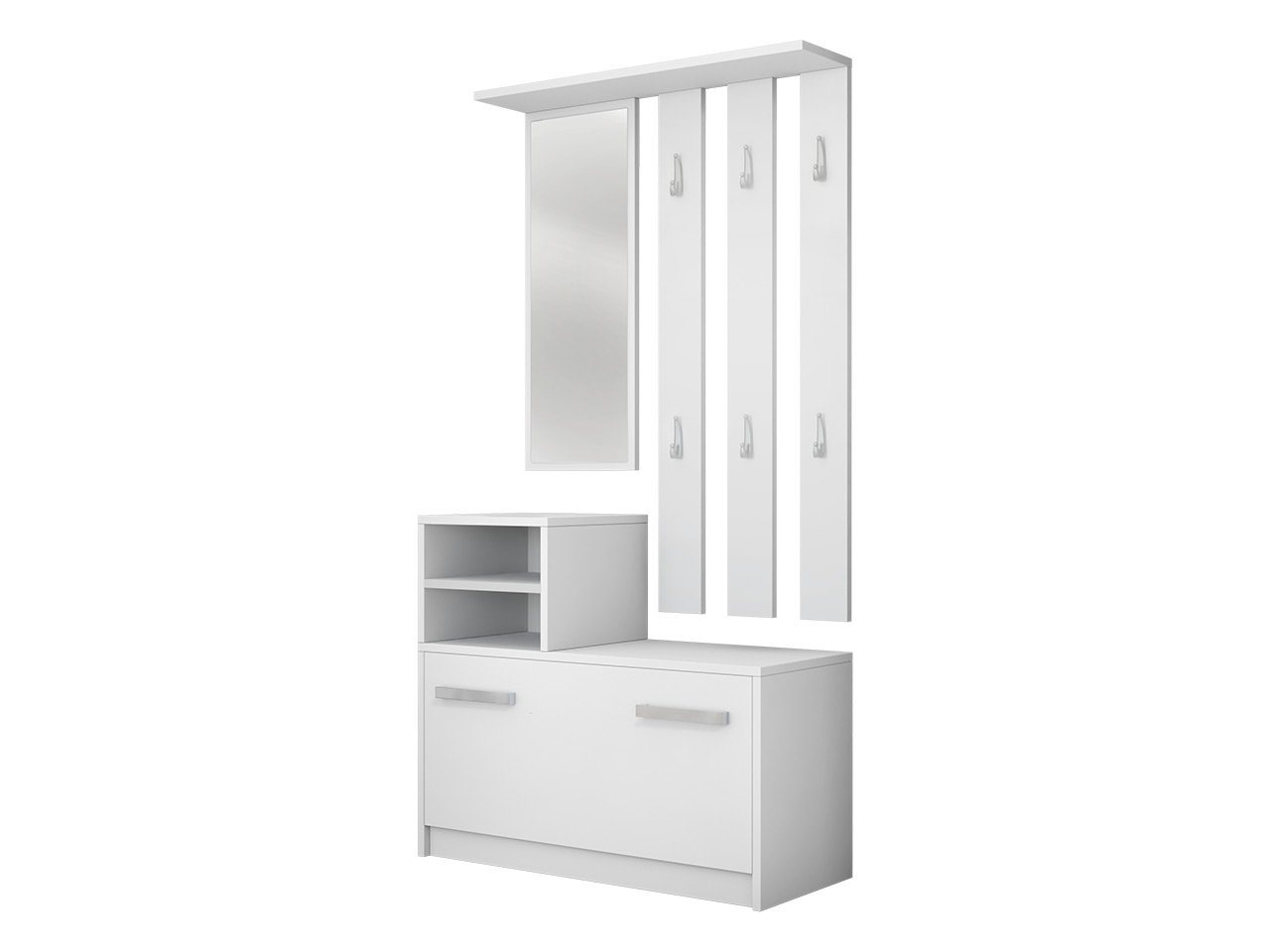 MIRJAN24 Garderoben-Set Kolom, mit 6 Kleiderhaken, Spiegel, Schuhschrank, Wandgarderobe – Bild 3 von 5