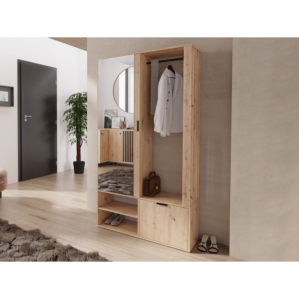 MIRJAN24 Garderoben-Set Milo, (mit Spiegel), mit Kleiderstange, Loft Stil, Lamellen