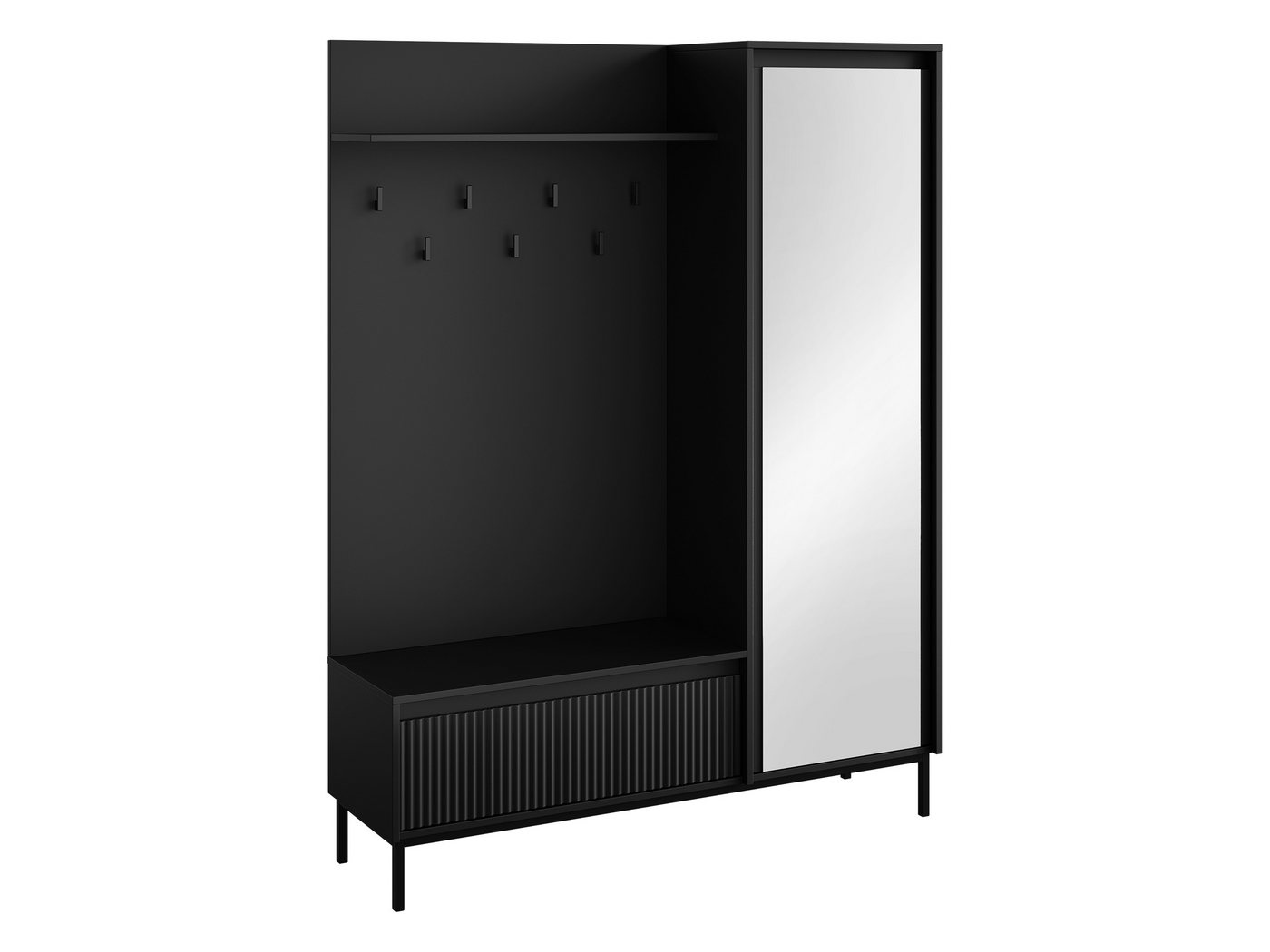 MIRJAN24 Garderoben-Set Ozmi 1D1K, (mit Drehtür und Klappe), 7 Kleiderhaken aus Metall, 135x40x180 cm – Bild 3 von 5