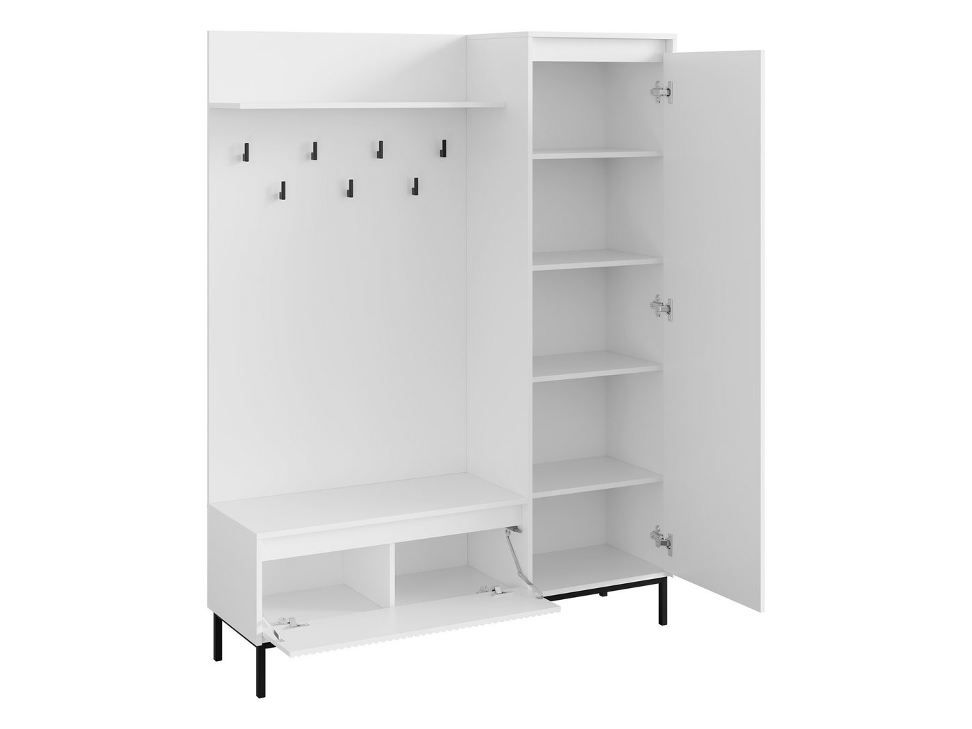 MIRJAN24 Garderoben-Set Ozmi 1D1K, (mit Drehtür und Klappe), 7 Kleiderhaken aus Metall, 135x40x180 cm – Bild 4 von 5