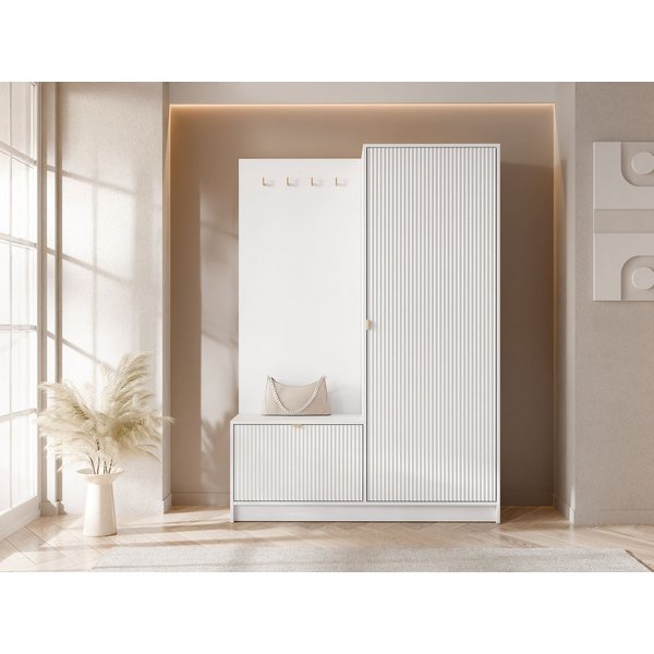 MIRJAN24 Garderoben-Set Tireno, (mit Drehtür und Klappe), 120x40x180 cm, Enthält 4 Kleiderhaken