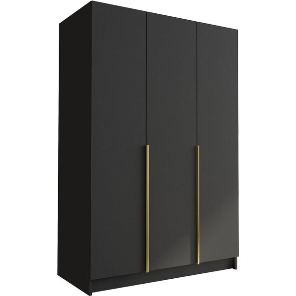 MIRJAN24 Kleiderschrank Calia I (mit drei Drehtüren) Kleiderstange, Metallgriffe