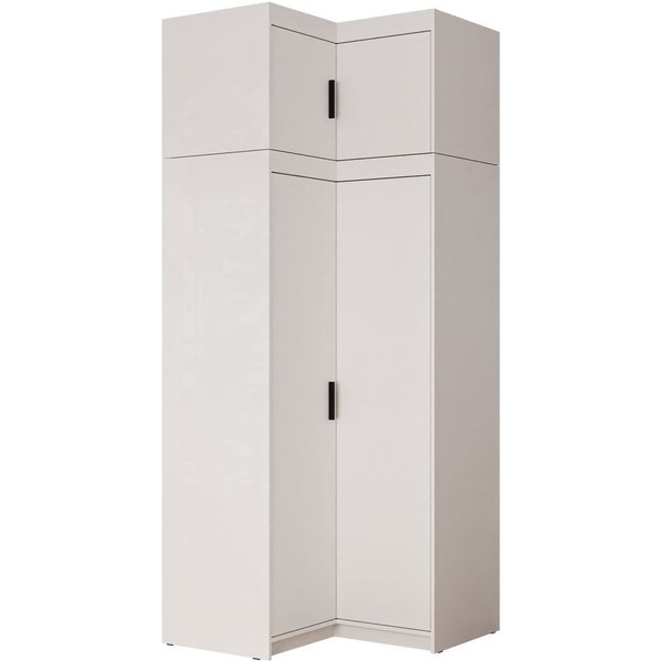 MIRJAN24 Kleiderschrank Elena 2D + Schrankaufsatz (mit vier Drehtüren) Kleiderstange, 98x98x246 cm