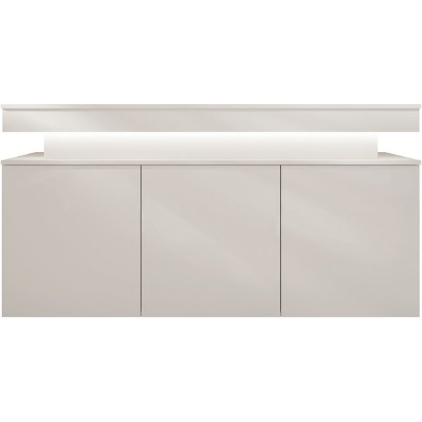 MIRJAN24 Kommode Glossa Bis 3D 160 (mit drei Drehtüren), Weißer LED-Beleuchtung