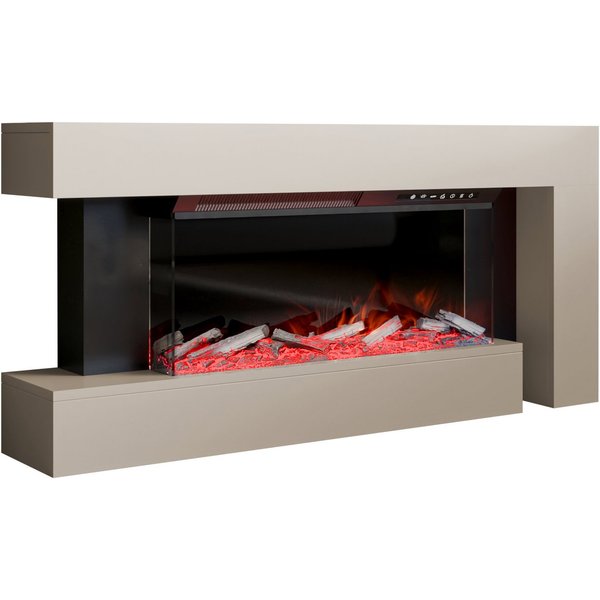 MIRJAN24 Kommode Haga (mit Kamin), Realistische LED-Flamme, Harzholz-Effekt