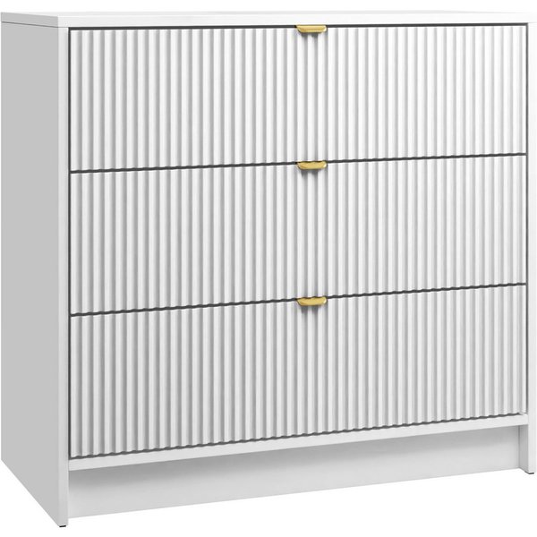 MIRJAN24 Kommode Tireno 3SZ (mit drei Schubladen), Aluminiumgriff in der Farbe Gold