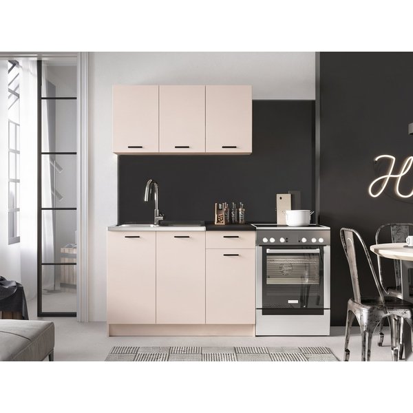 MIRJAN24 Küchenzeile Eco 120, (Hängeschränk, Spülbeckenschrank), Breite: 120 cm, Schwarze Griffe