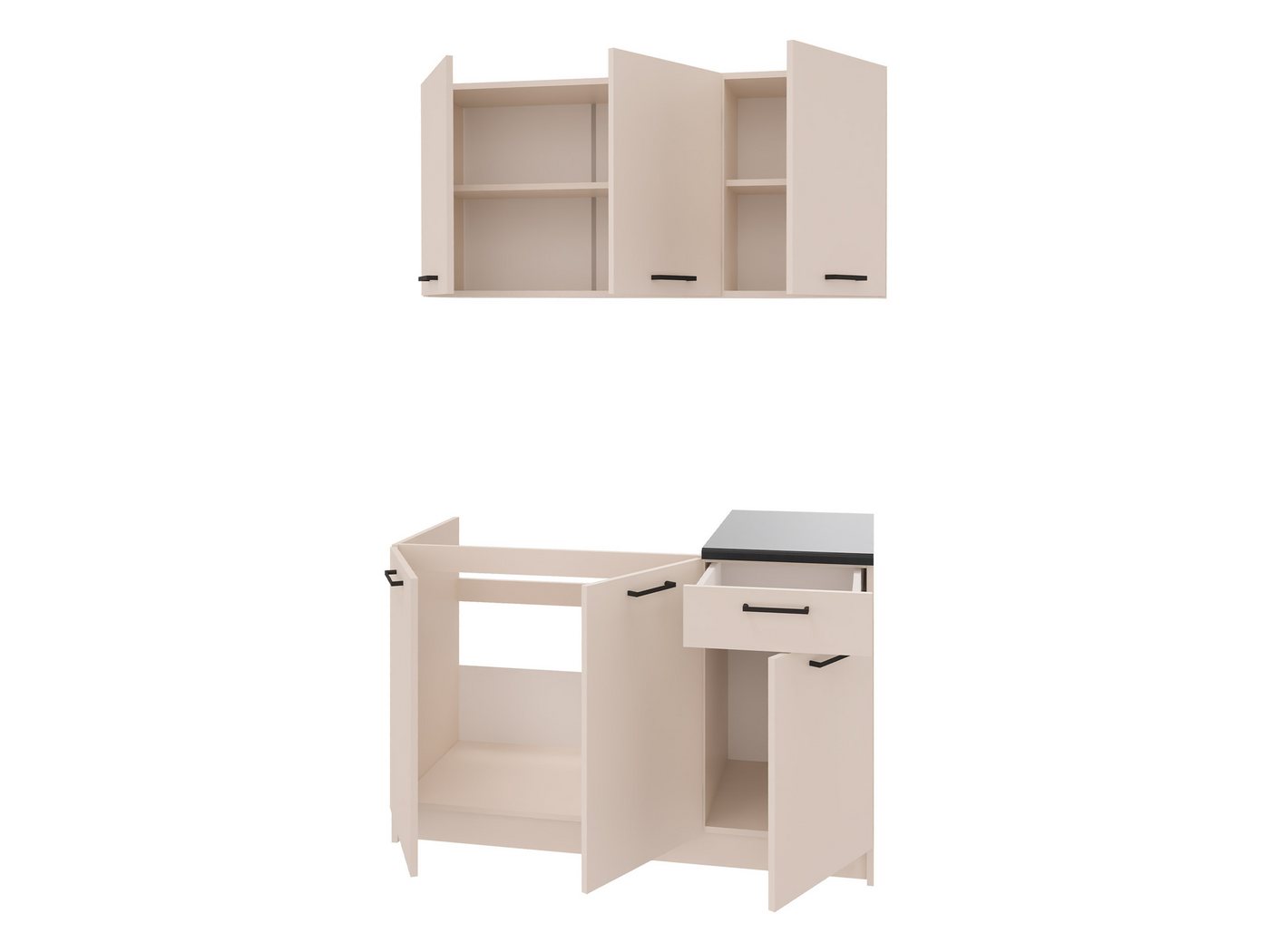MIRJAN24 Küchenzeile Eco 120, (Hängeschränk, Spülbeckenschrank), Breite: 120 cm, Schwarze Griffe – Bild 3 von 5