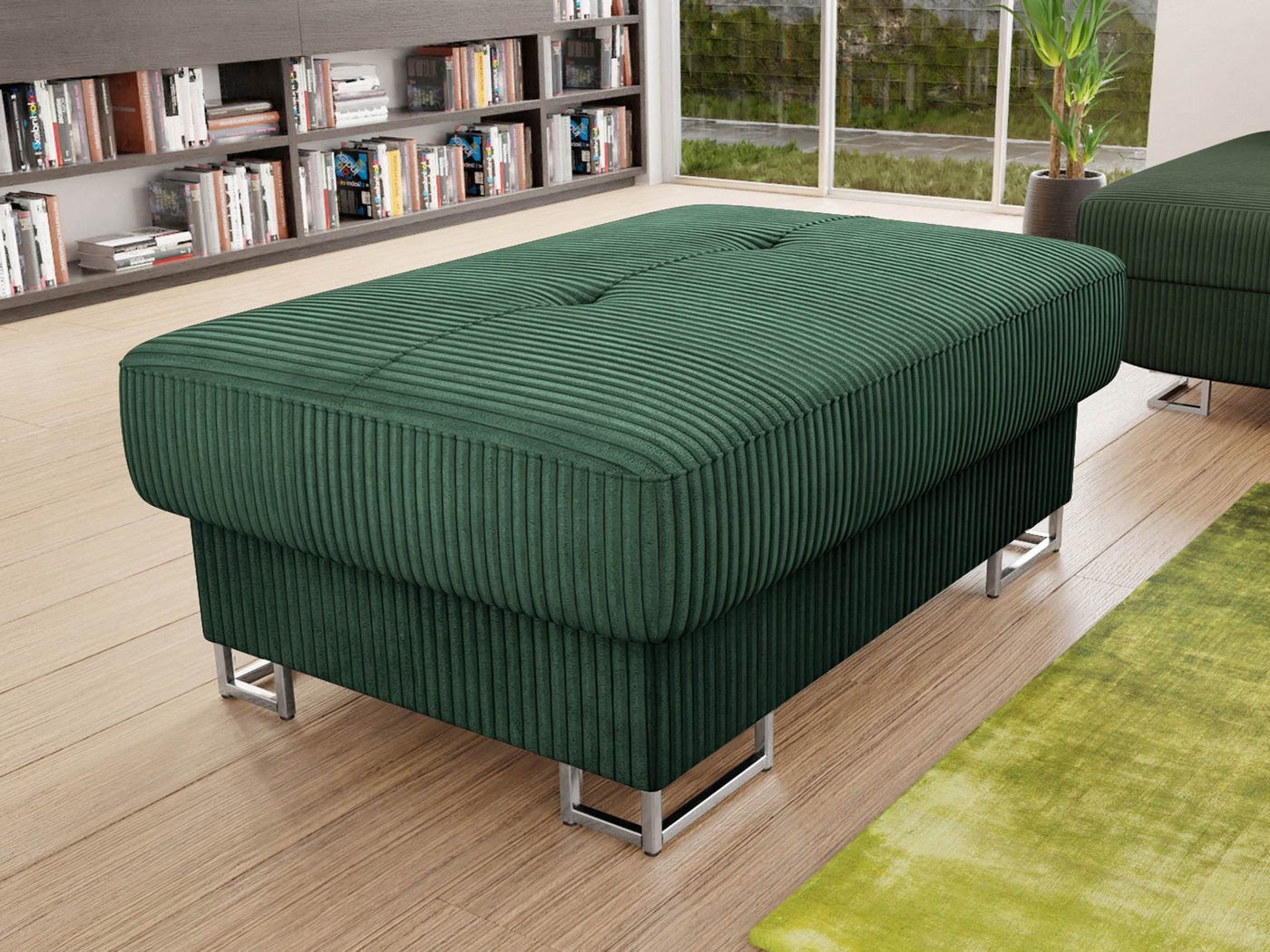 MIRJAN24 Polsterhocker Cotere Cord, 104x67x42 cm, Metallfüße in der Farbe Silber (Höhe: 9 cm) – Bild 2 von 5