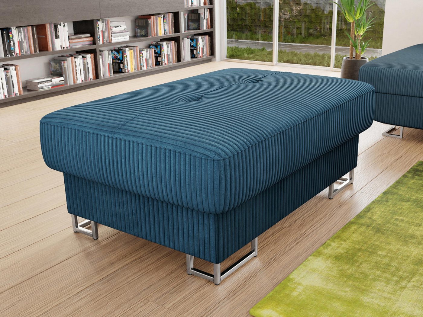 MIRJAN24 Polsterhocker Cotere Cord, 104x67x42 cm, Metallfüße in der Farbe Silber (Höhe: 9 cm) – Bild 2 von 5